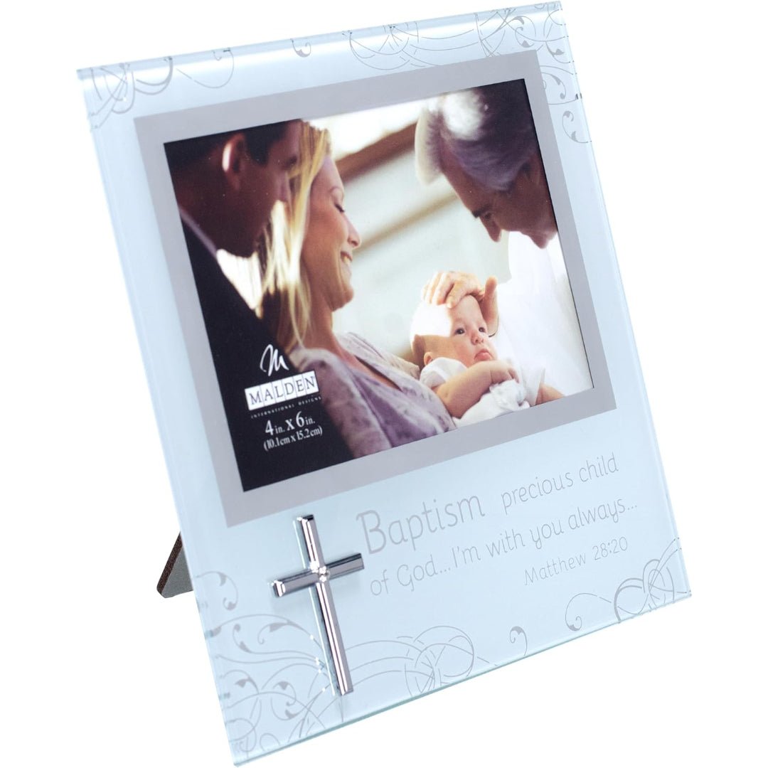Malden 4x6 Baptism Mirrored and Frosted Glass Picture Frame