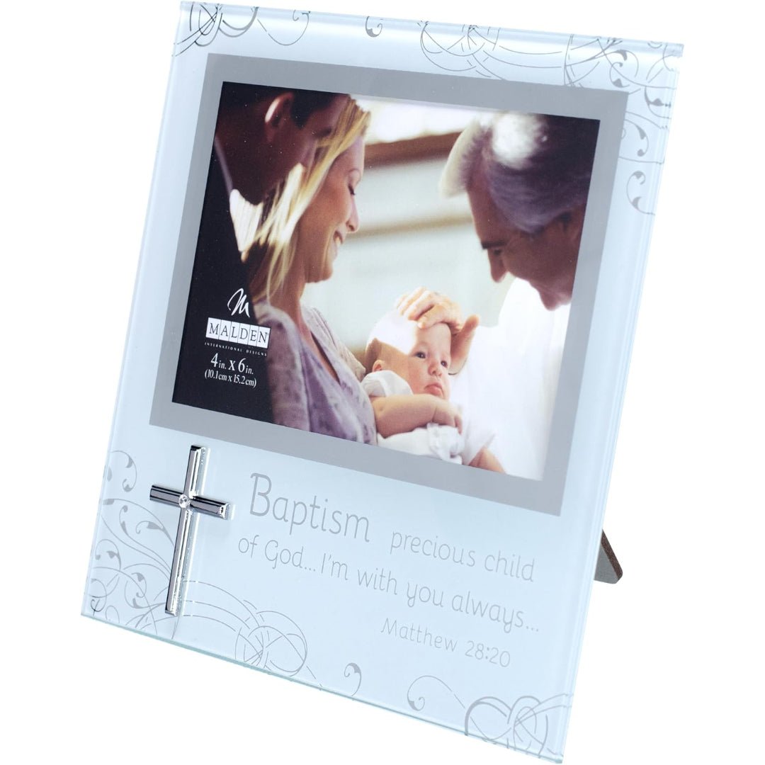Malden 4x6 Baptism Mirrored and Frosted Glass Picture Frame