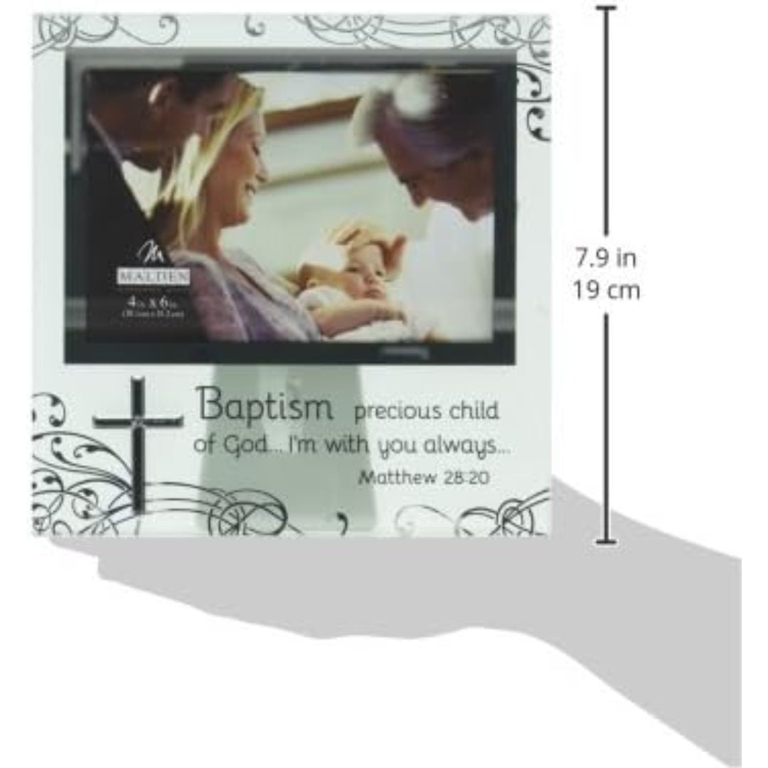 Malden 4x6 Baptism Mirrored and Frosted Glass Picture Frame