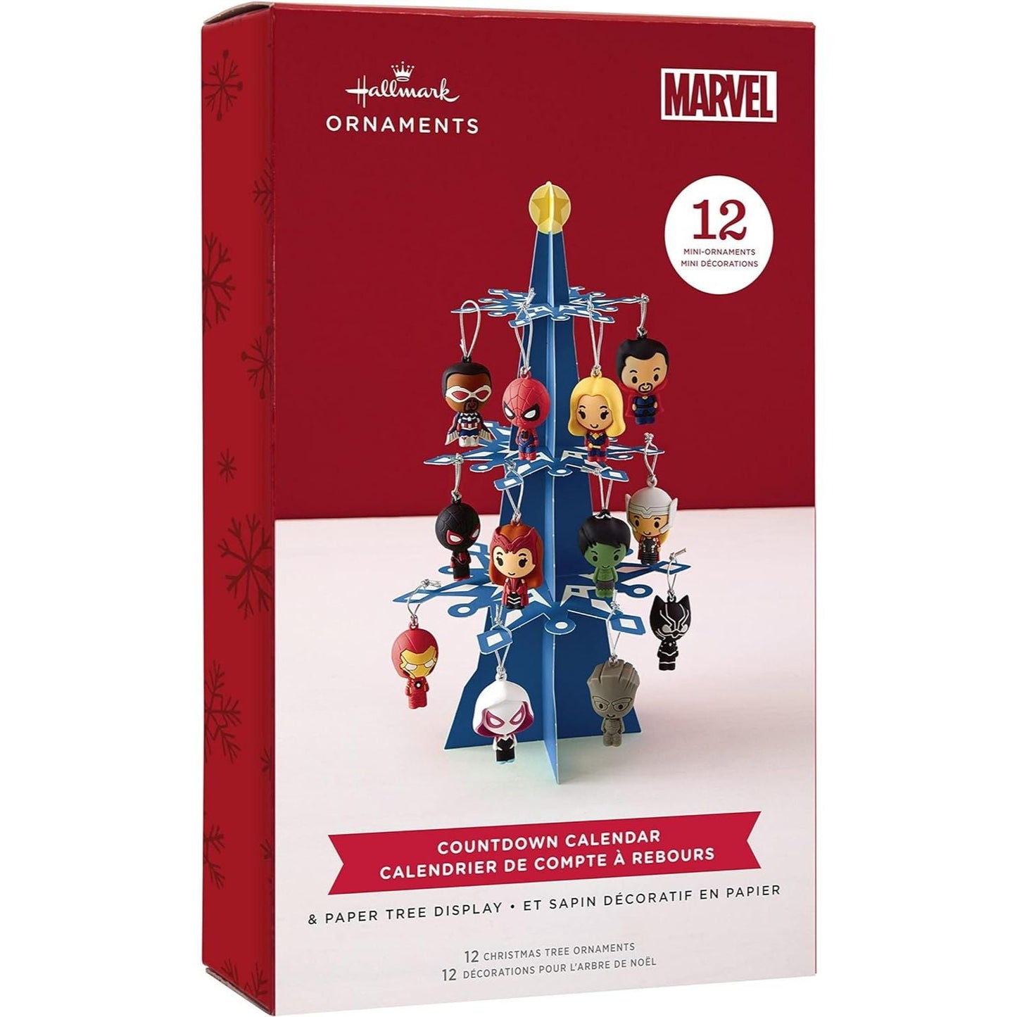 Marvel Countdown Calendar Miniature Christmas Tree Set With 12 Mini Ornaments