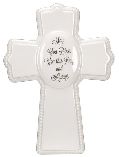 May God Bless Ceramic Cross Frame