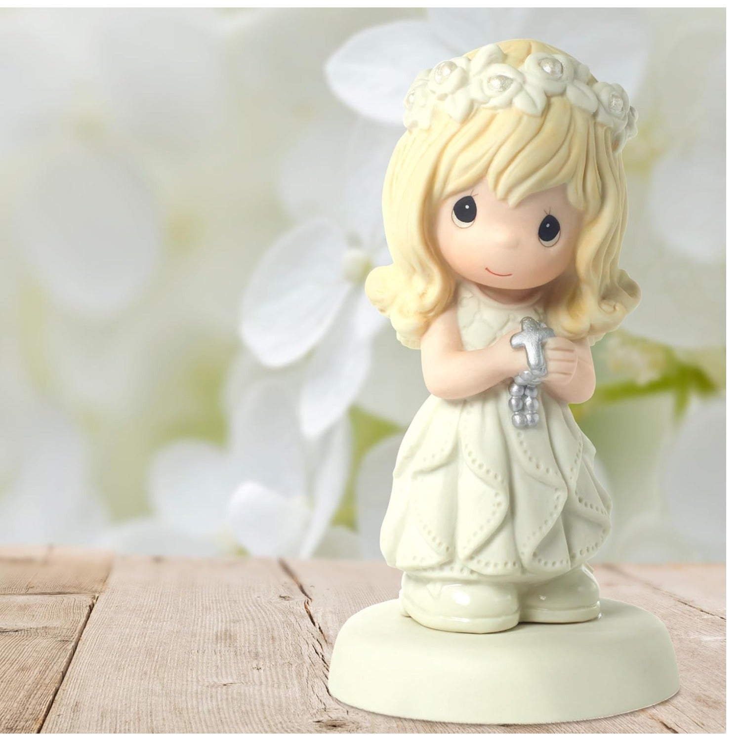 'May His Light Shine in Your Heart Today & Always' First Communion Blonde Hair/Light Skin Girl Figurine