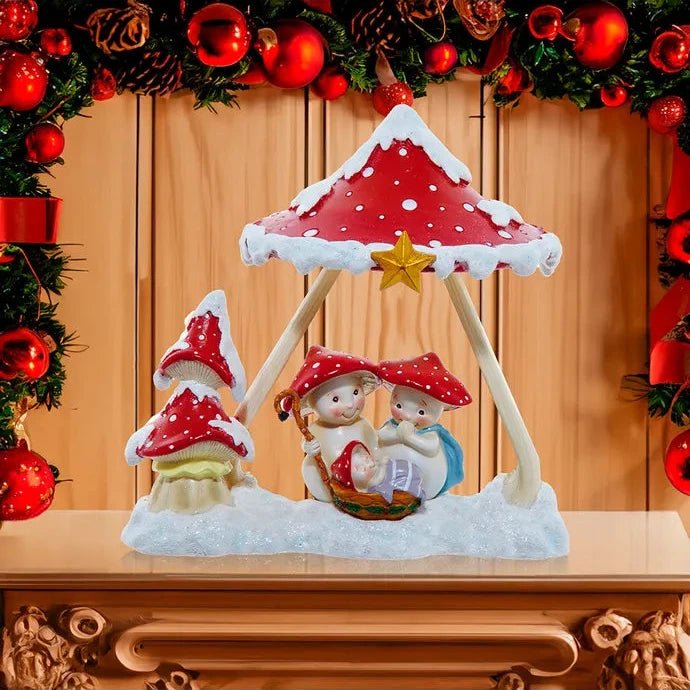 Merry Little Mushroom Nativity Table Piece