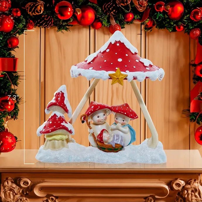 Merry Little Mushroom Nativity Table Piece