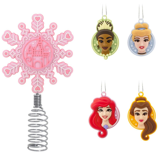 Mini Disney Princess Hallmark Tree Topper and Ornaments, Set of 5