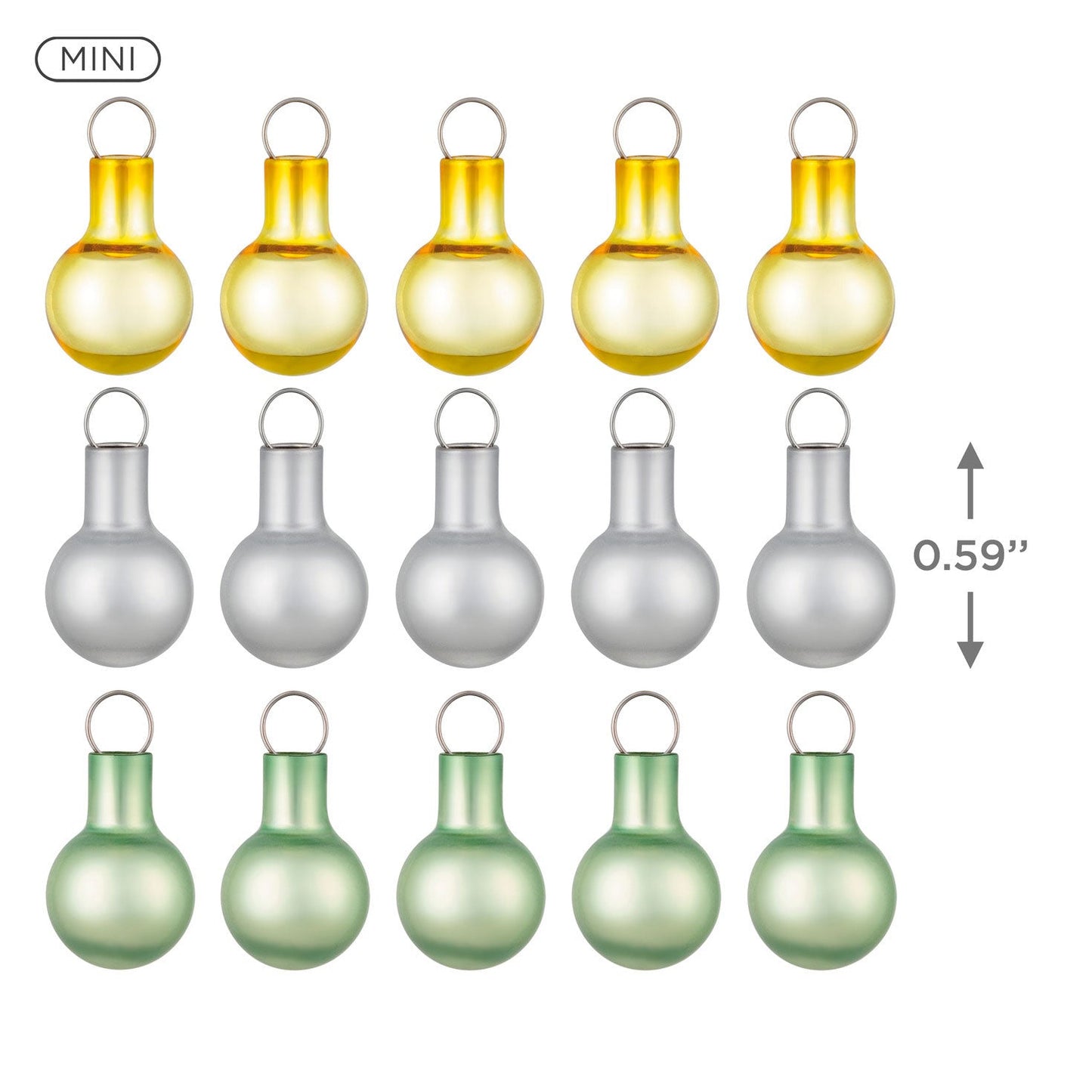 Mini Festive Gold, White and Green Glass 2024 Keepsake Ornaments, Set of 15