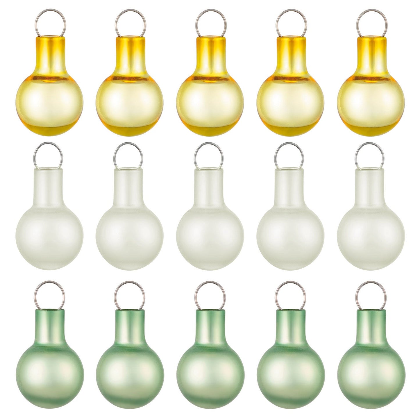 Mini Festive Gold, White and Green Glass 2024 Keepsake Ornaments, Set of 15