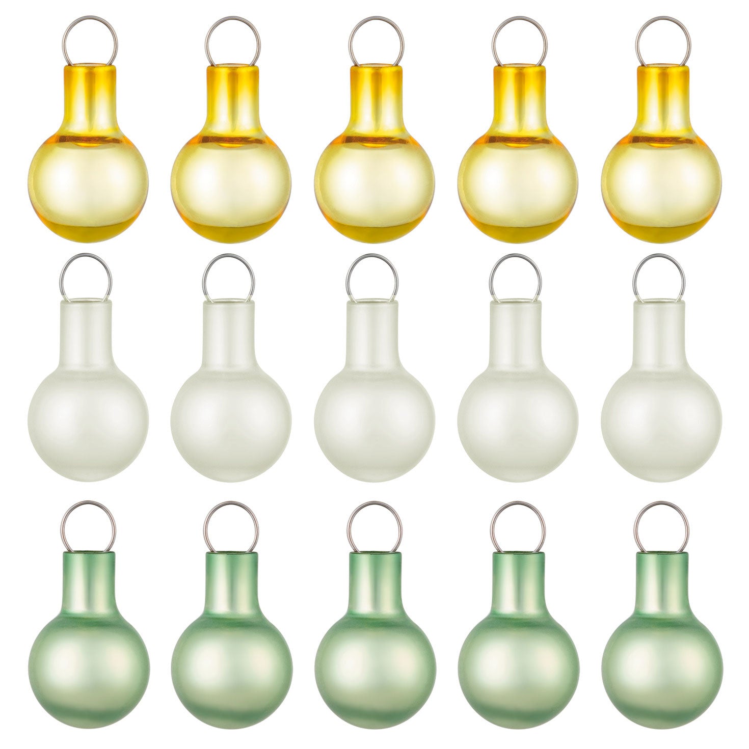 Mini Festive Gold, White and Green Glass 2024 Keepsake Ornaments, Set of 15