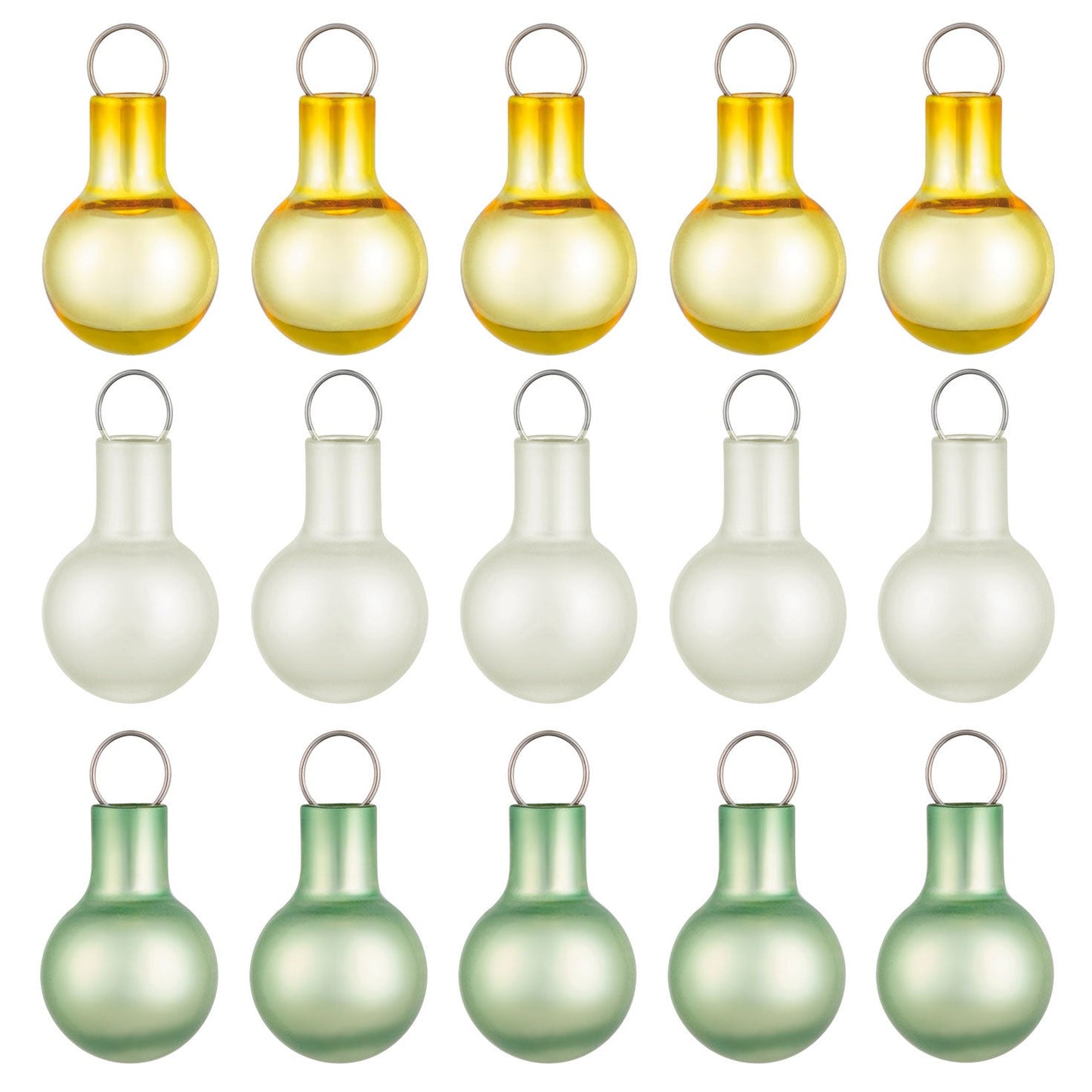 Mini Festive Gold, White and Green Glass 2024 Keepsake Ornaments, Set of 15