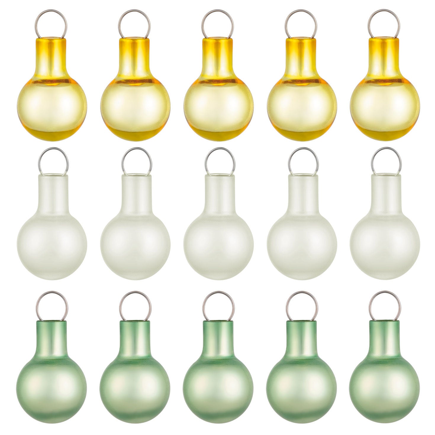 Mini Festive Gold, White and Green Glass 2024 Keepsake Ornaments, Set of 15