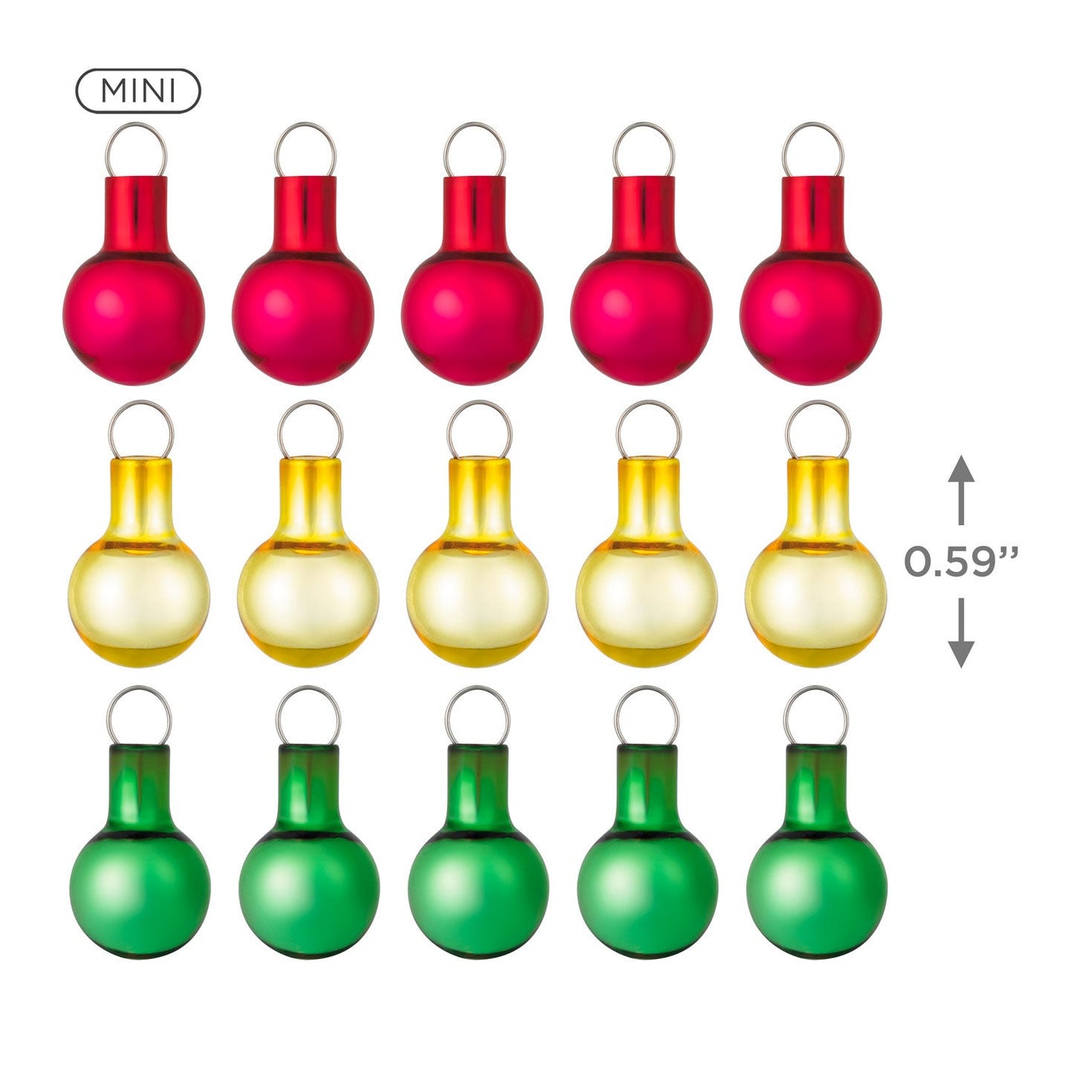 Mini Festive Red, Gold and Green Glass 2024 Keepsake Ornaments, Set of 15