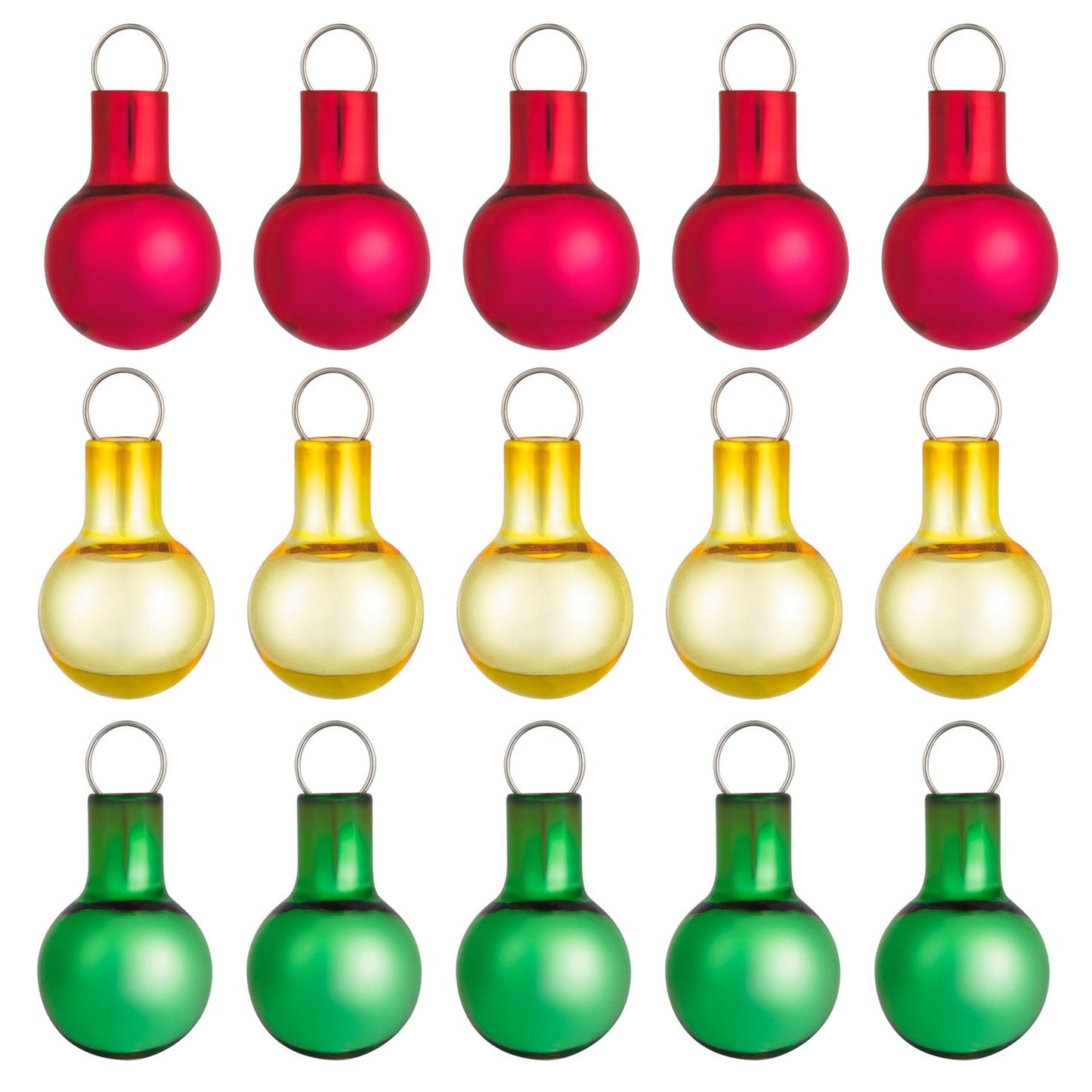 Mini Festive Red, Gold and Green Glass 2024 Keepsake Ornaments, Set of 15