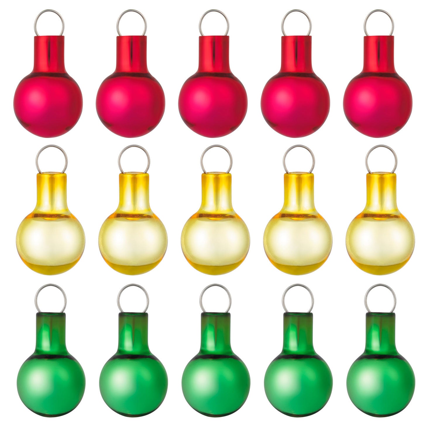 Mini Festive Red, Gold and Green Glass 2024 Keepsake Ornaments, Set of 15