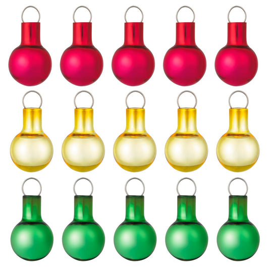 Mini Festive Red, Gold and Green Glass 2024 Keepsake Ornaments, Set of 15