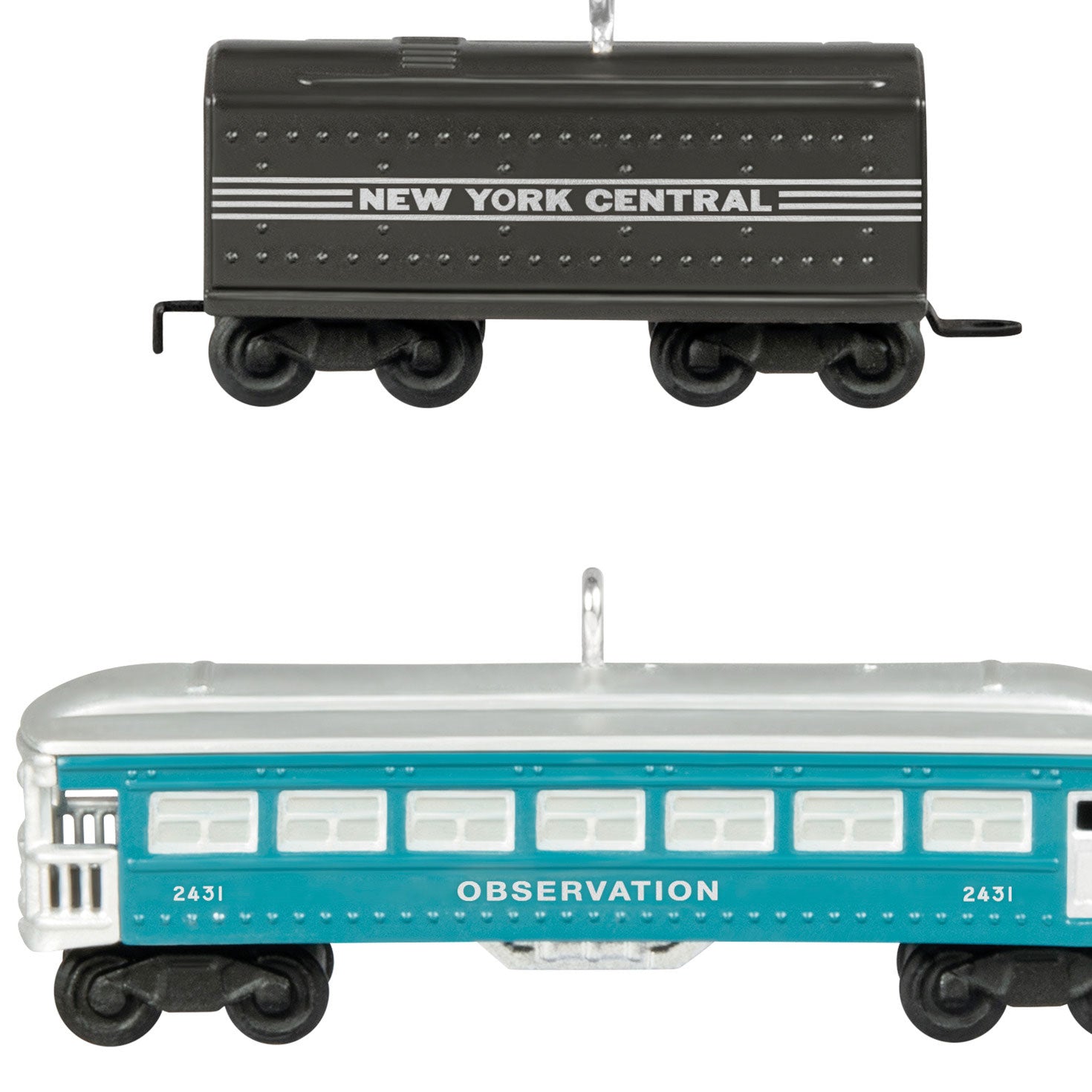 Mini Lionel 221 Steam Locomotive and Tender With 2431 Observation Car 2024 Keepsake Ornaments, Set of 3