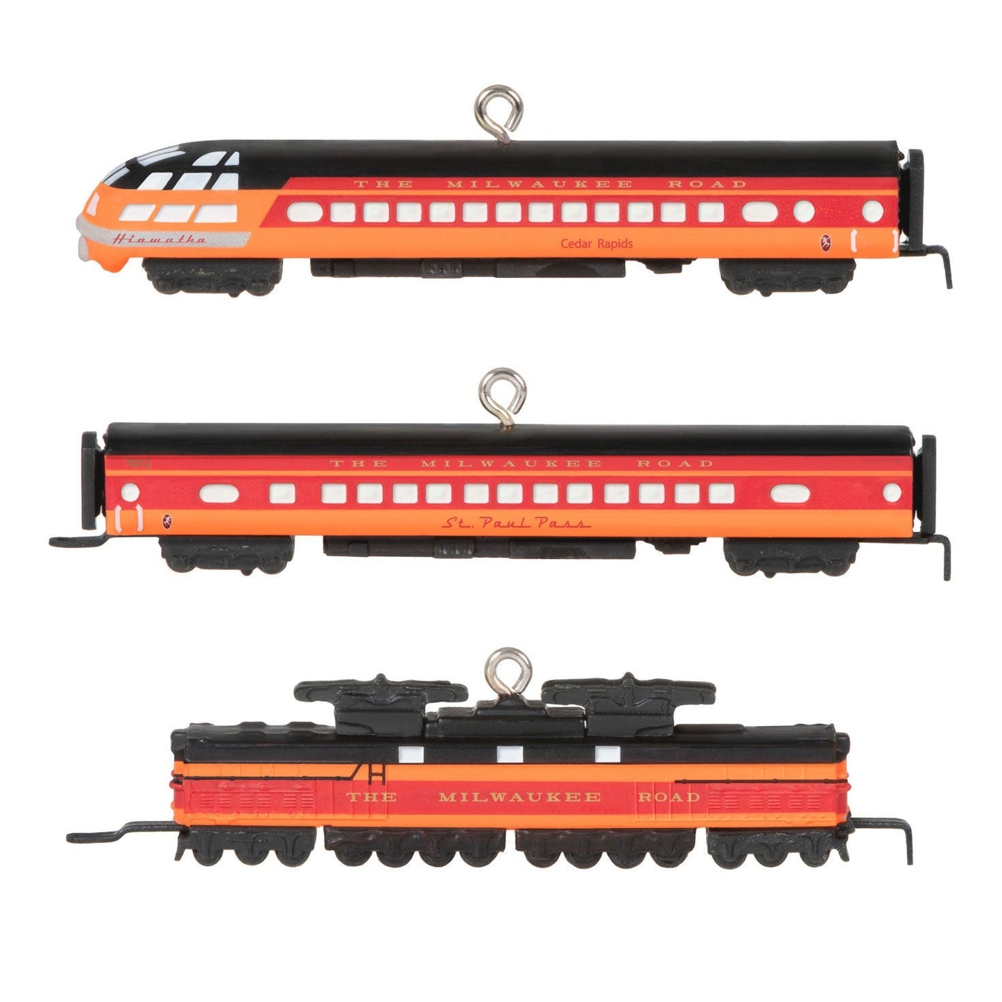 Mini Lionel Milwaukee Road EP 2 Passenger, 2023 Keepsake Ornaments, Set of 3