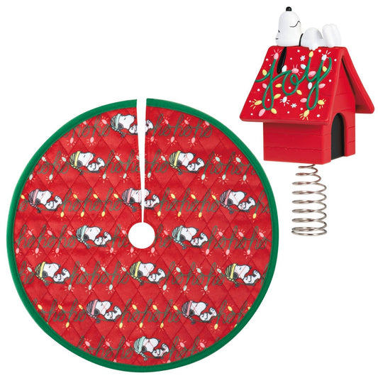 Mini The Peanuts Gang Snoopy Christmas Tree Topper and Tree Skirt, Set of 2