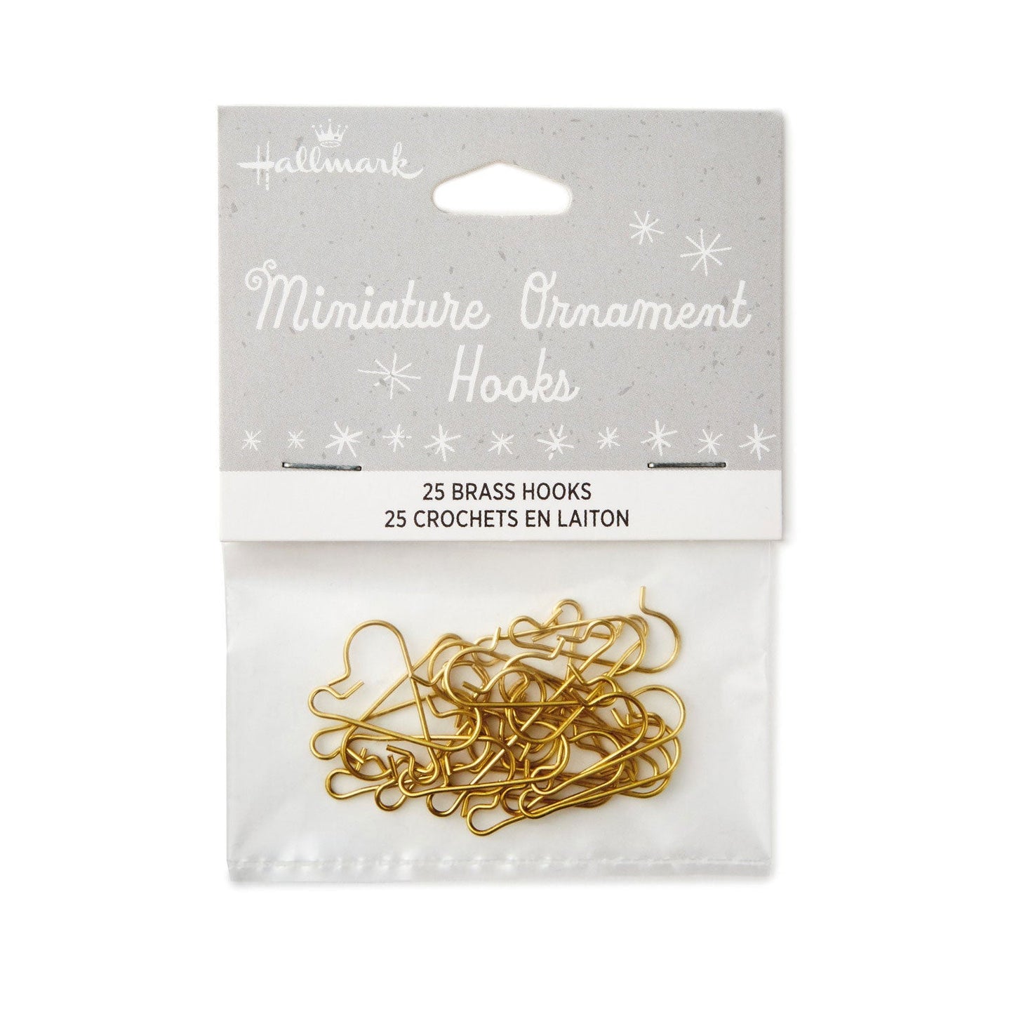 Miniature Brass Ornament Hooks, Set of 25