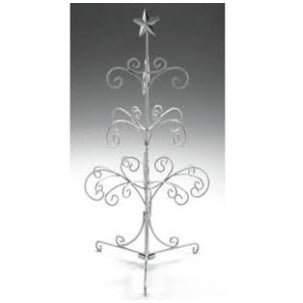 Modern Silver Painted Metal Ornament Tree, Accessory and Jewelry Display, 27"