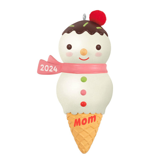 Mom Snowman Ice Cream Cone 2024 Keepsake Ornament