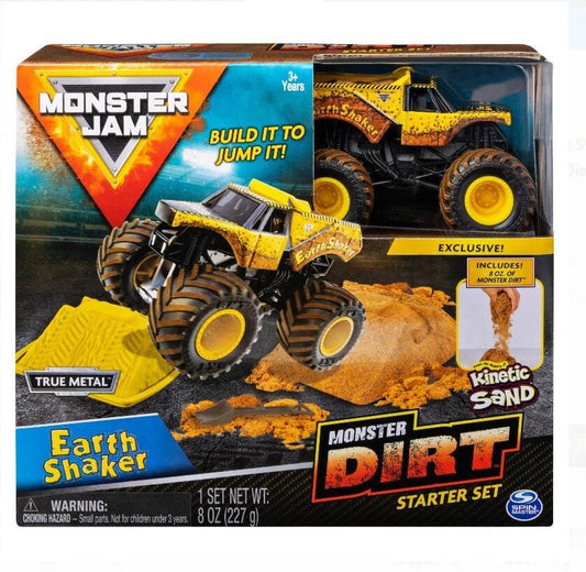 Monster Jam, Earth Shaker Monster Dirt Starter Set with Kinetic Sand 1:64 Scale