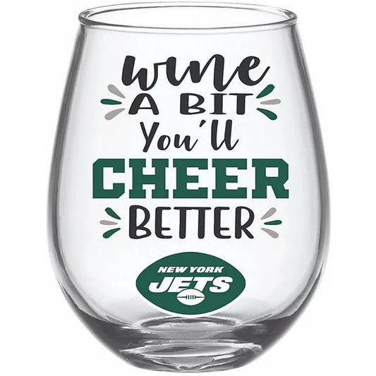 New York Jets Boxed Stemless Wine Glass, 17oz