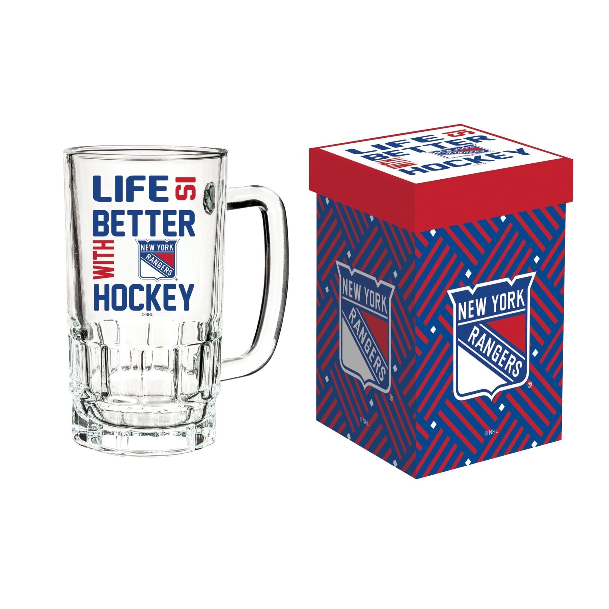 New York Rangers Glass Tankard Cup with Gift Box
