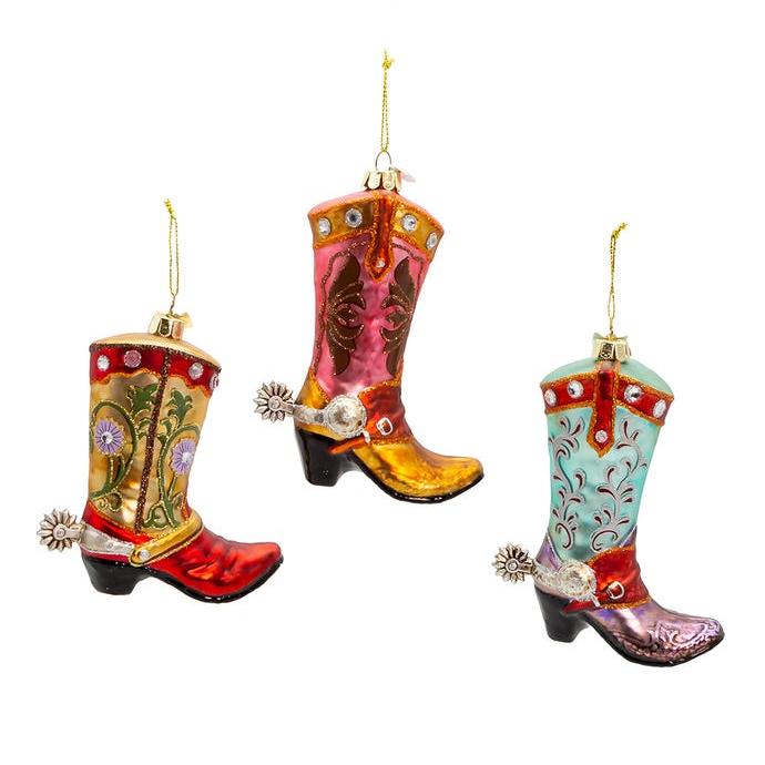 Noble Gems™ Glass Cowboy Boot Ornaments, Set of 3