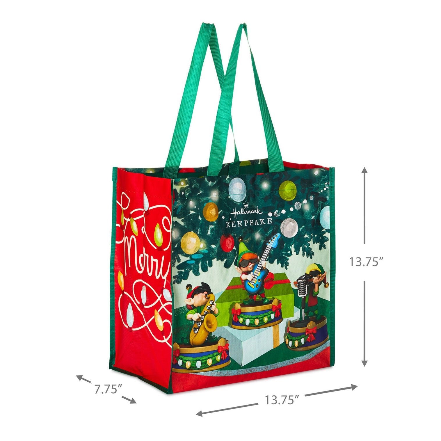 North Pole Tree Trimmers Band Reusable Tote Bag, 13.75"