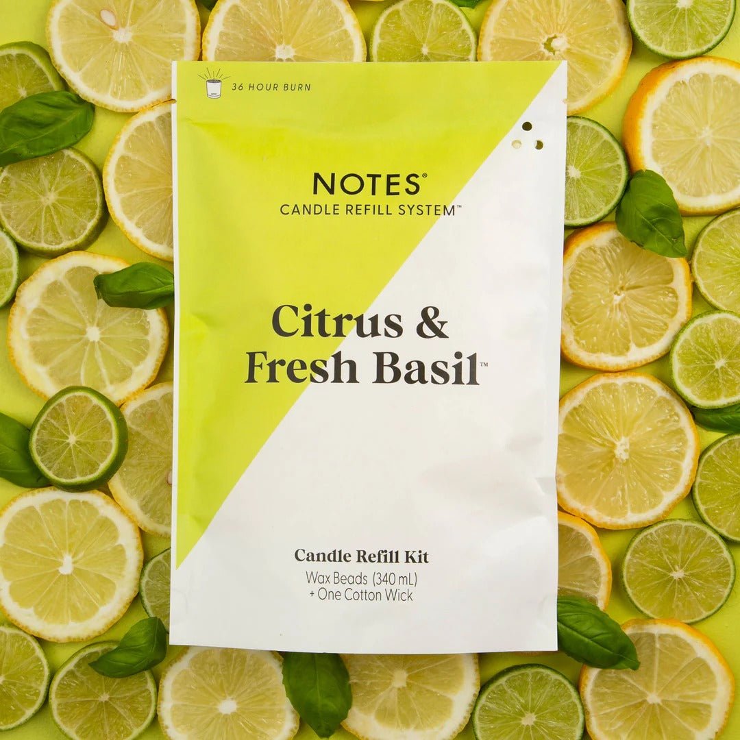 Notes Candle Refill Kit - Citrus & Fresh Basil