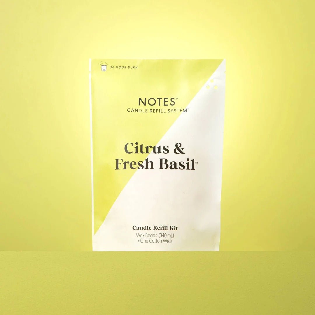 Notes Candle Refill Kit - Citrus & Fresh Basil
