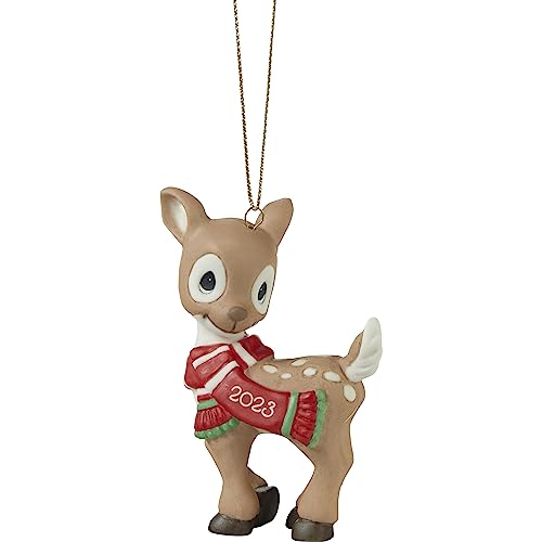 Oh Deer Christmas is Here! 2023 Dated Animal Bisque Porcelain Ornament