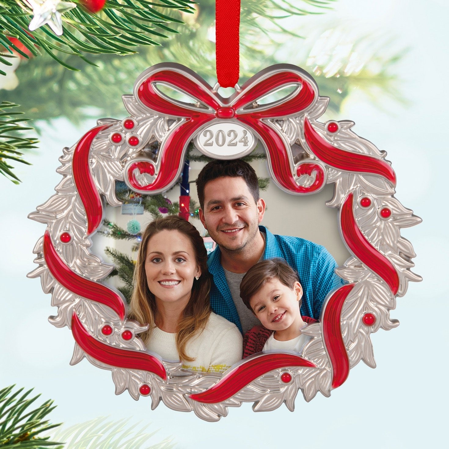 Our Family Christmas 2024 Metal Photo Frame Keepsake Ornament