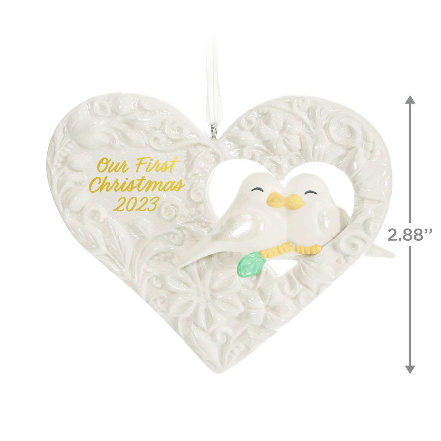 Our First Christmas Birds in Heart 2023 Porcelain, 2023 Keepsake Ornament