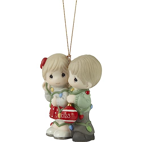 Our First Christmas Together 2023 Dated Couple Bisque Porcelain Ornament