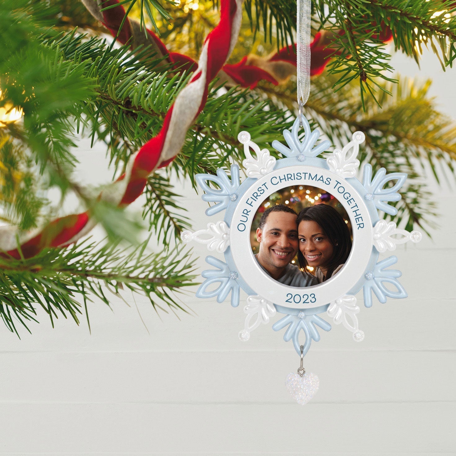 Our First Christmas Together Snowflake 2023 Photo Frame, 2023 Keepsake Ornament