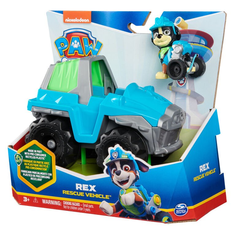 PAW Patrol Rex Figurine with Dinosaur Rescue Vehicle