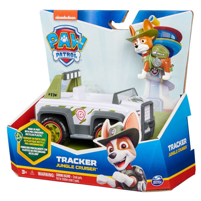 PAW Patrol Tracker Figurine with Jungle Cruiser