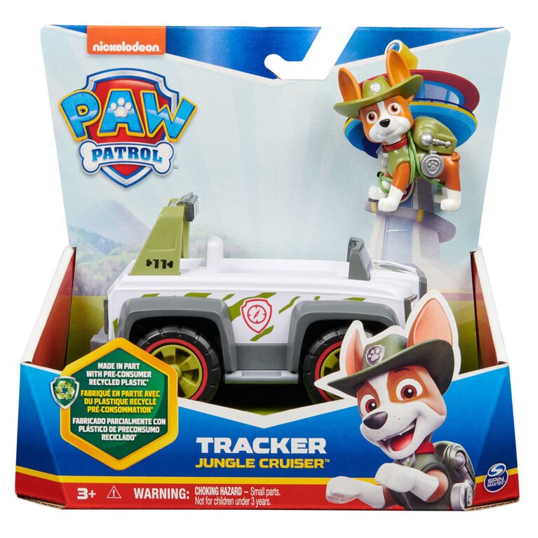 PAW Patrol Tracker Figurine with Jungle Cruiser