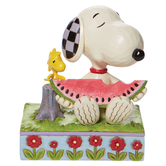 Peanuts by Jim Shore "A Summer Snack" Snoopy Watermelon Figurine, 4.625"