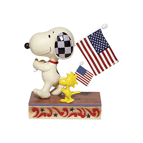 Peanuts by Jim Shore Snoopy and Woodstock Holding American Flags Figurine