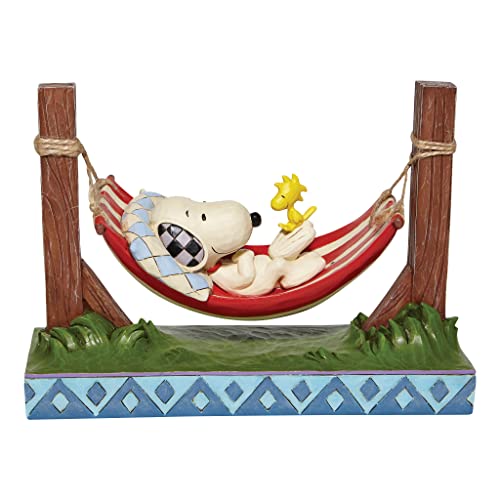Peanuts by Jim Shore Snoopy and Woodstock Lounging in Hammock Figurine, 5.5 Inch