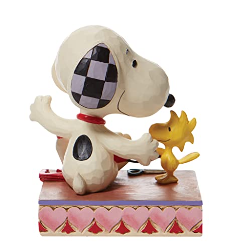 Peanuts by Jim Shore Woodstock and Snoopy with Heart Garland Figurine, 4.5 Inch, Multicolor