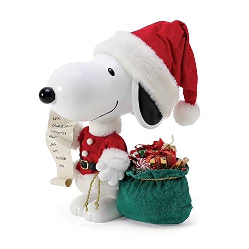 Peanuts by Possible Dreams Santa Snoopy Christmas Beagle Figurine, 10.5 Inch, Multicolor