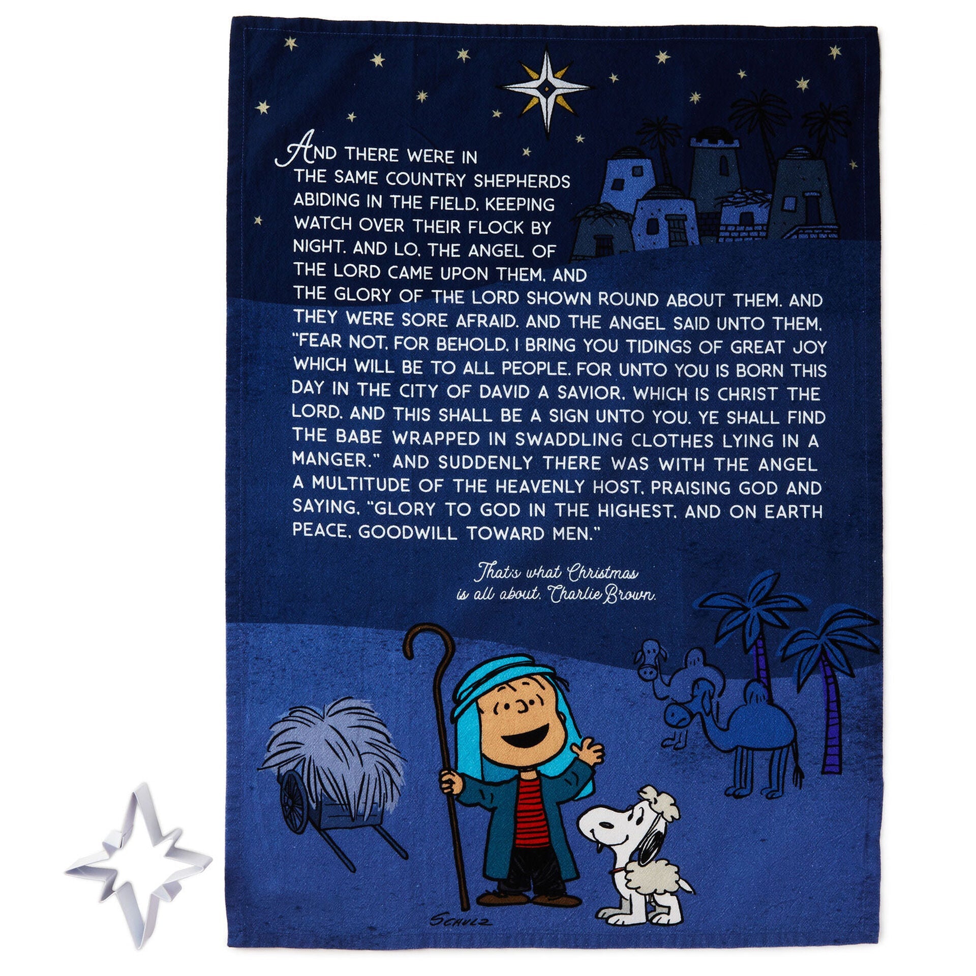 Peanuts® Linus Christmas Tea Towel With Star Cookie Cutter