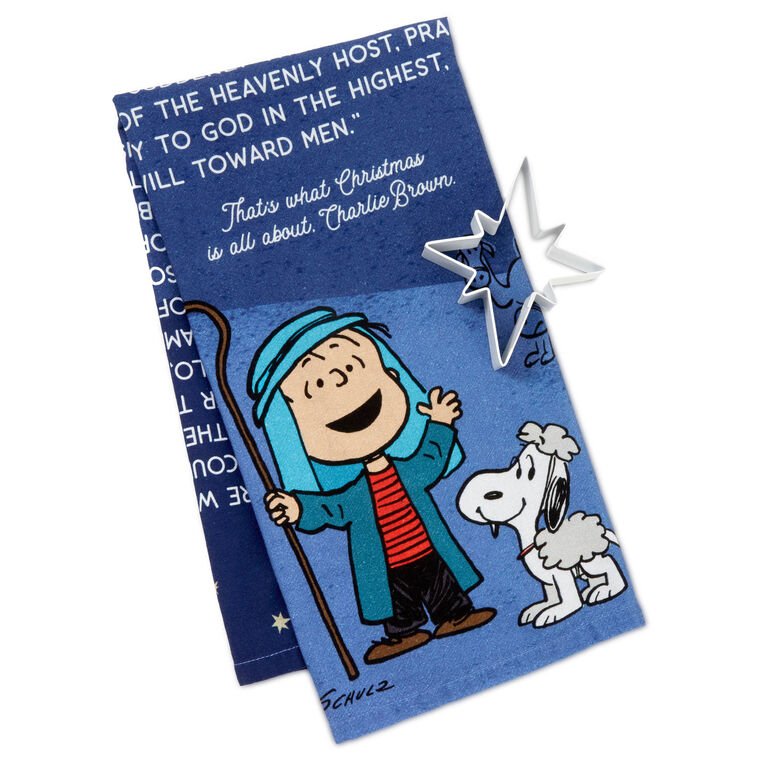 Peanuts® Linus Christmas Tea Towel With Star Cookie Cutter