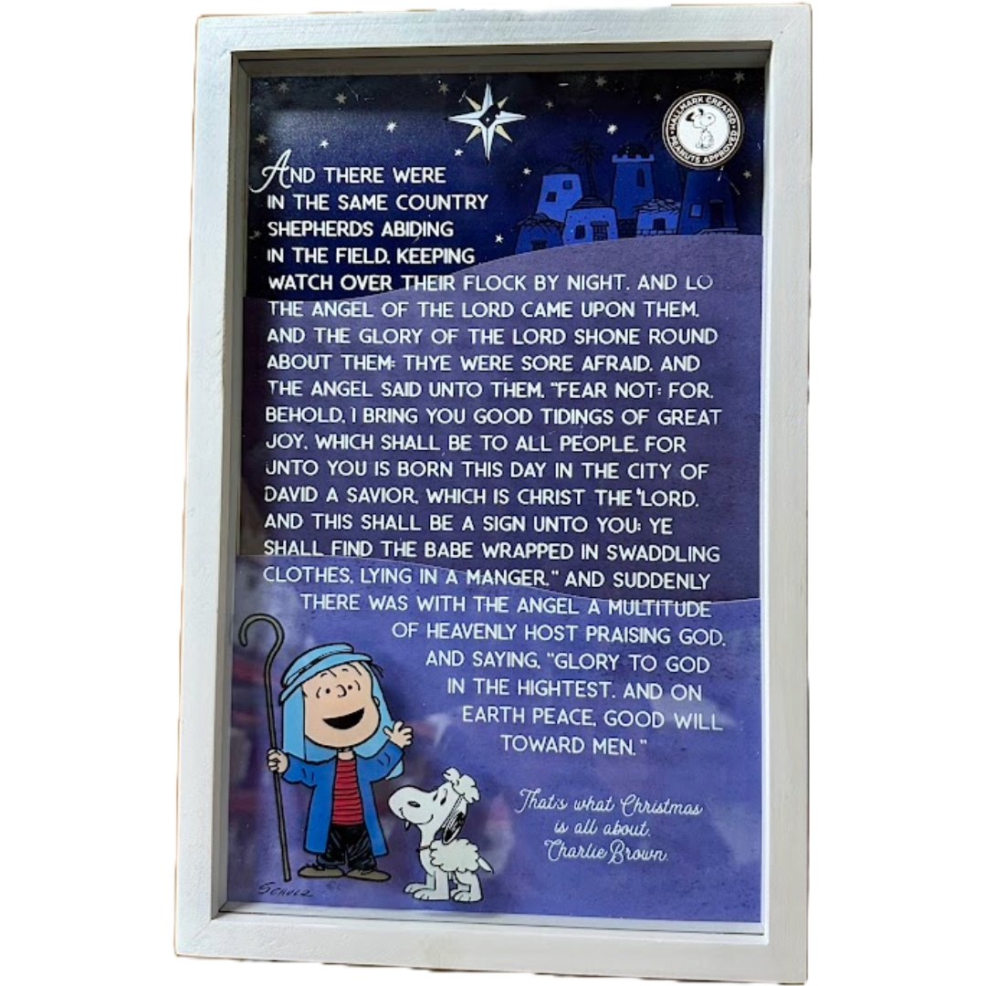 Peanuts Linus Nativity Speech Framed Wood Quote Sign Shadowbox, 10"x14.75"