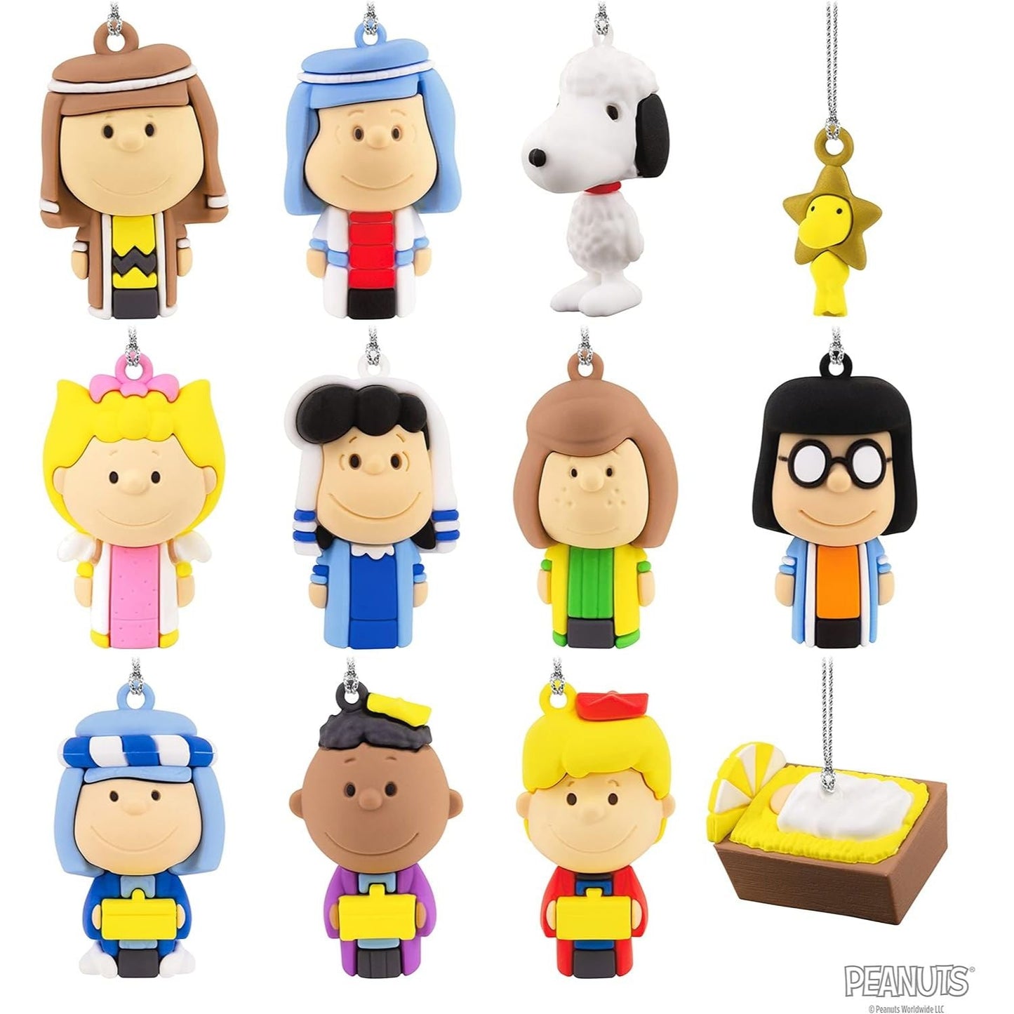 Peanuts Nativity Countdown Calendar Miniature Christmas Tree Set with 12 Mini Ornaments