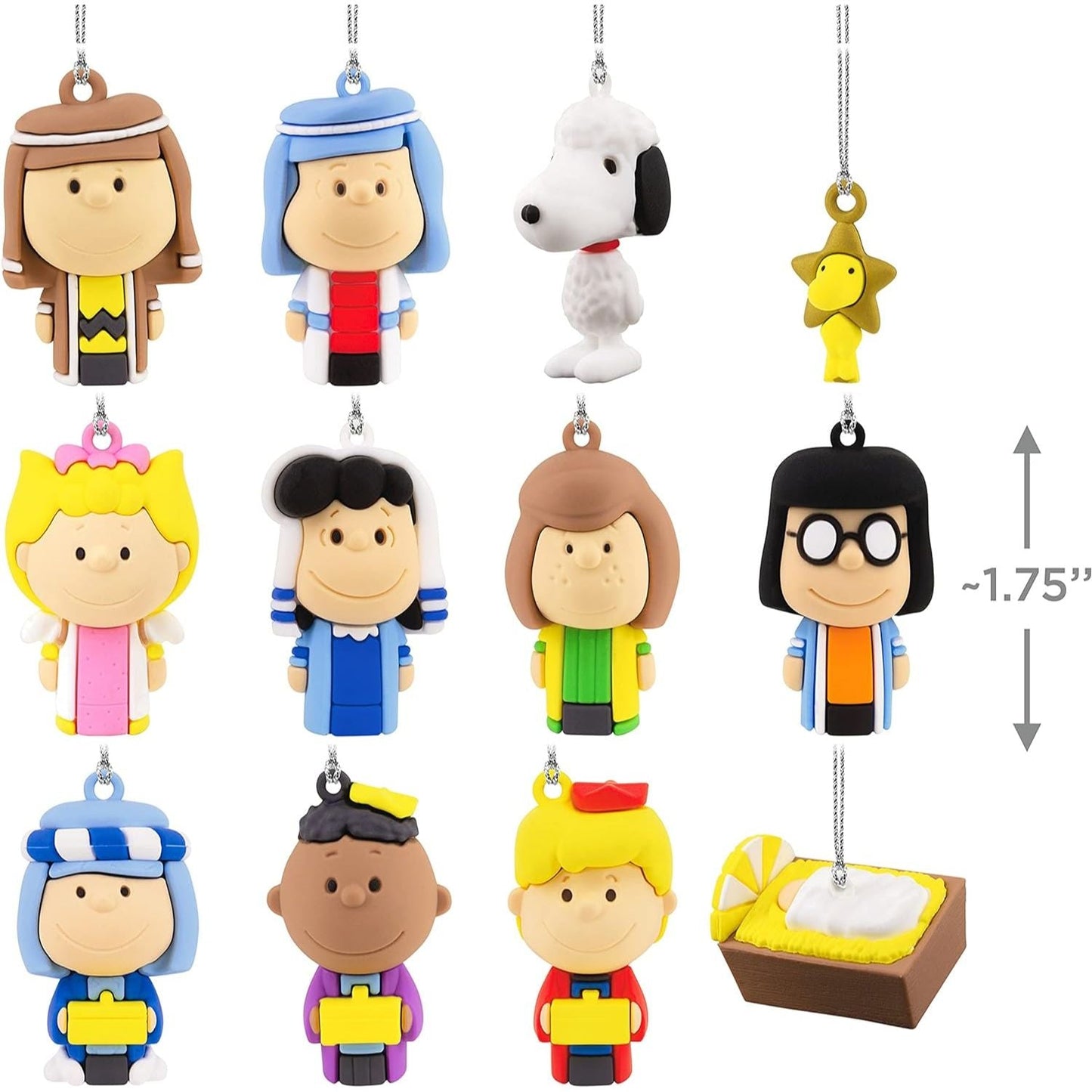 Peanuts Nativity Countdown Calendar Miniature Christmas Tree Set with 12 Mini Ornaments