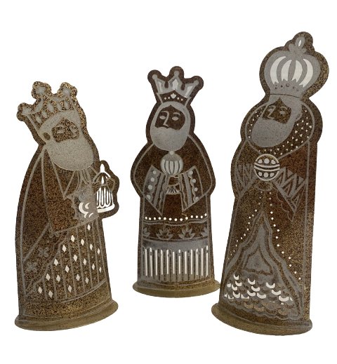 Pierced Metal Three Wise Men Set of 3